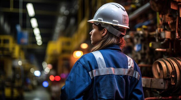 Foto trabajador en el trabajo trabajador duro en la fábrica trabajador en la seguridad en el lugar de trabajo