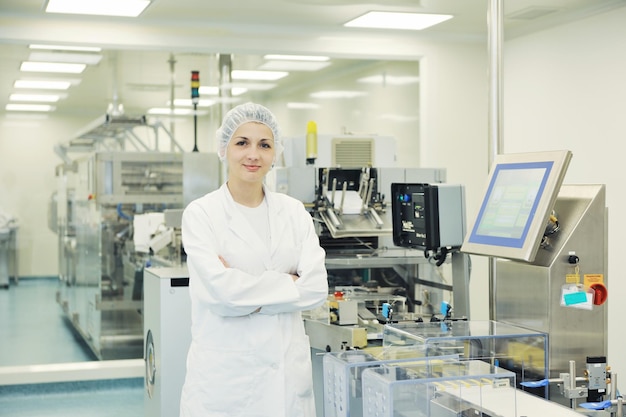 trabajadora en el almacén de una compañía farmacéutica