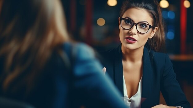 Foto la trabajadora solicita una entrevista de trabajo