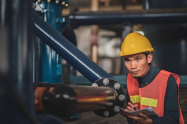 Trabajadores asiáticos trabajando en fábrica Máquina de control de trabajadores asiáticos en fábrica