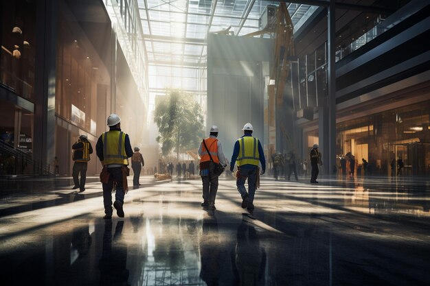 Trabajadores de la construcción del centro de convenciones