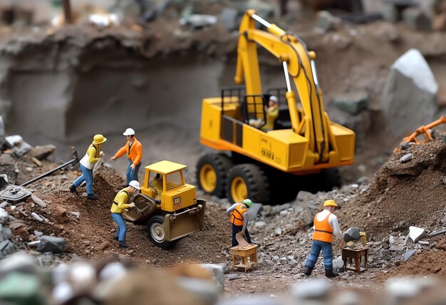 Trabajadores de la construcción haciendo trabajo en equipo