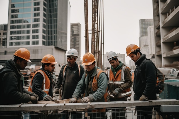 Trabajadores de la construcción en un sitio de construcción