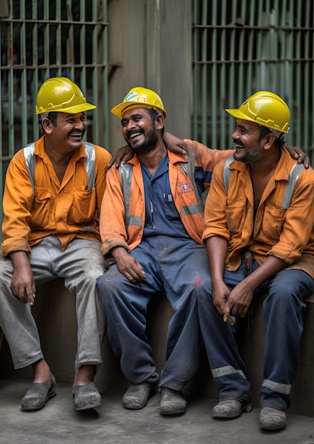 Trabajadores de la construcción trabajando en un sitio de construcción