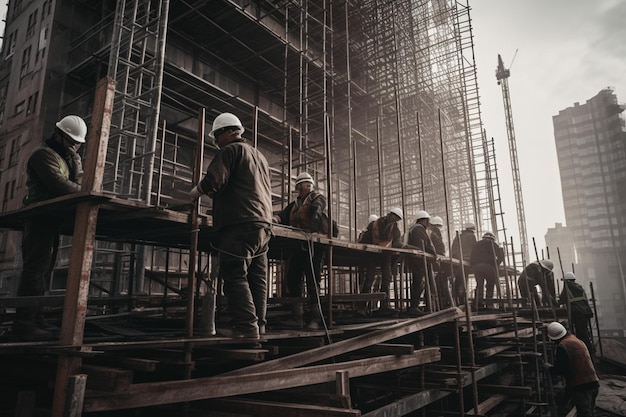 Trabajadores en una obra de construcción en la ciudad de Kashgar.