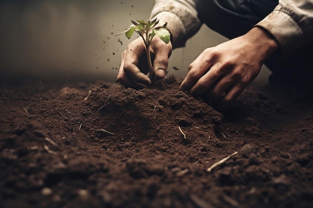 Trabajadores plantando árboles en la arena AI generativa