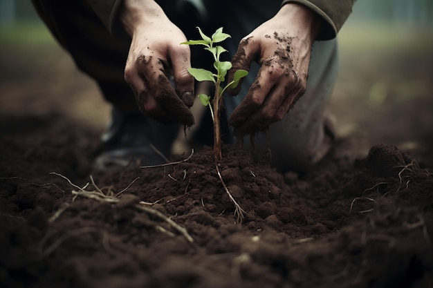 Trabajadores plantando árboles en la arena AI generativa