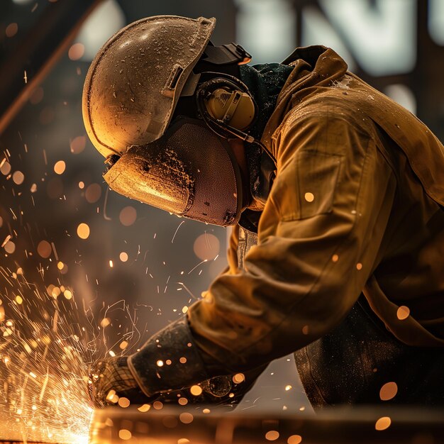 Foto trabajadores que trabajan dentro de la fábrica