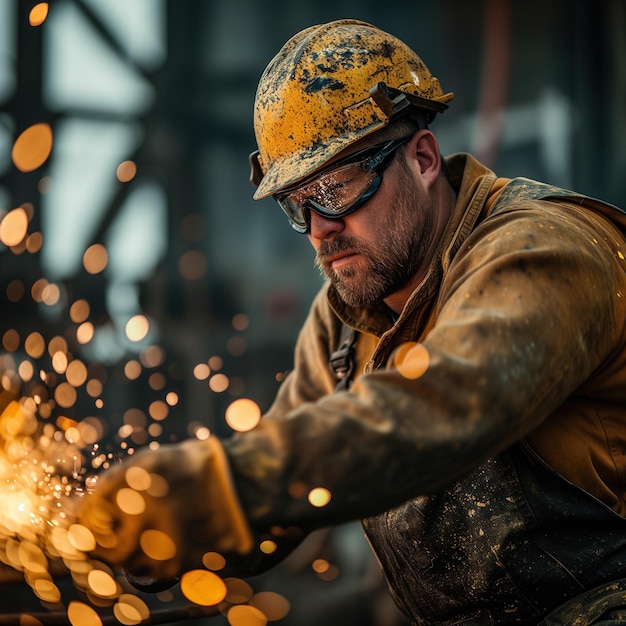 Foto trabajadores que trabajan dentro de la fábrica