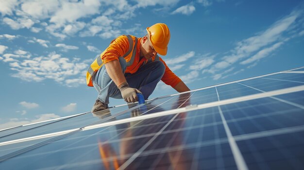 Foto trabajadores solares en el sitio