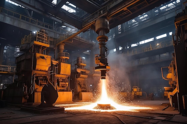 Trabajadores trabajan en la planta metalúrgica