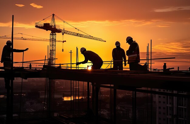 Foto trabajadores trabajando en el sitio de construcción