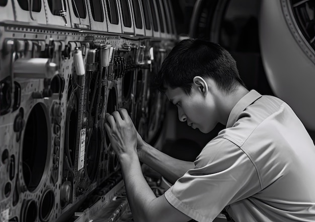 Trabajando como mecánico de aviones