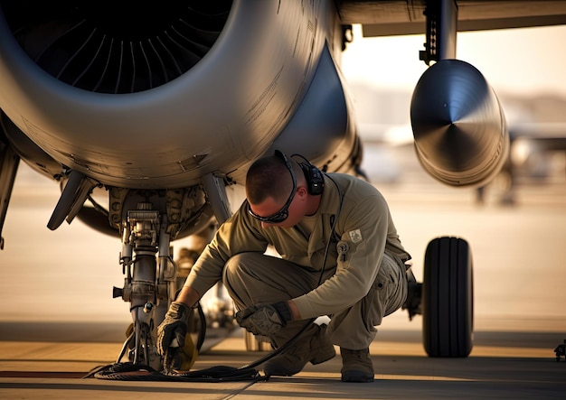 Trabajando como mecánico de aviones