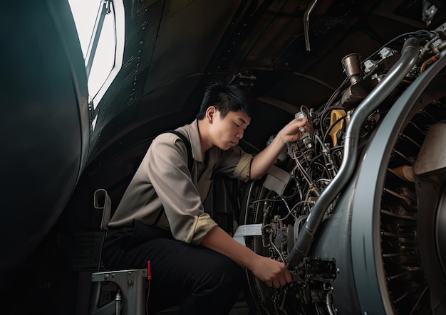 Trabajando como mecánico de aviones