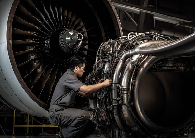 Trabajando como mecánico de aviones