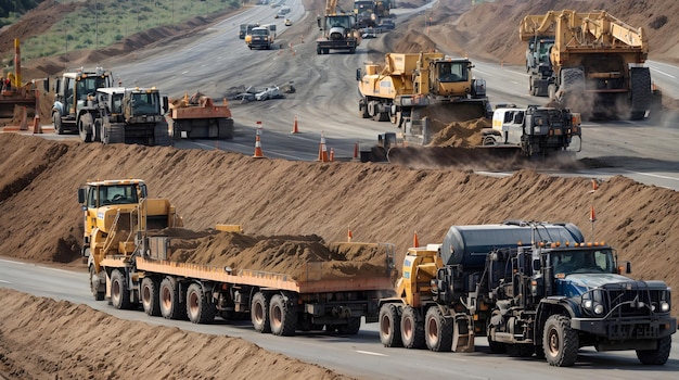 Trabajo de carretera Foto construcción de autopistas Ilustración AI Generativo