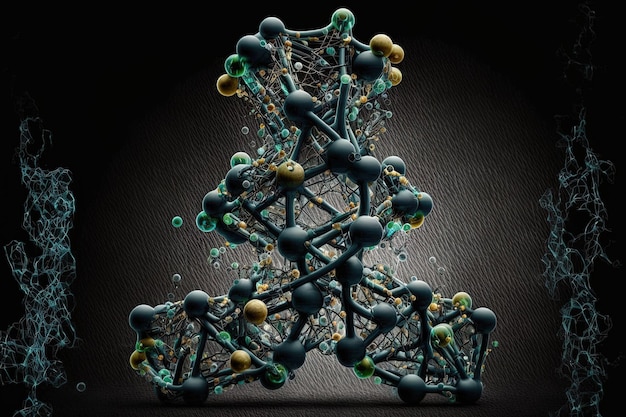 Trabajo en equipo de negocios y la estructura de un ADN de moléculas de ciencia