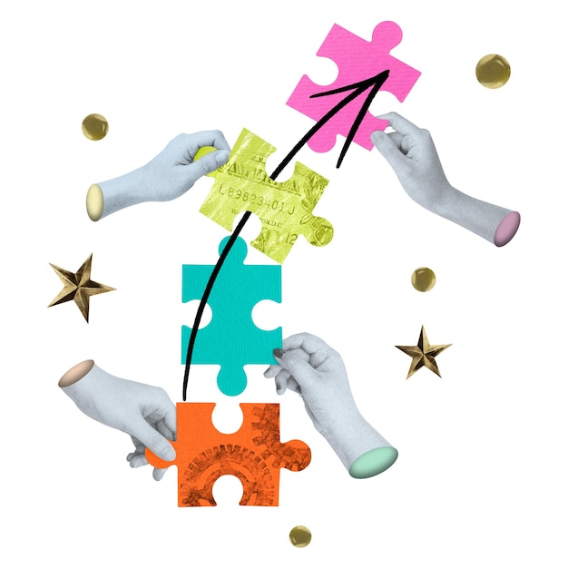 Trabajo en equipo de negocios pegatina png medios remezclados fondo transparente