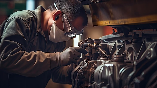 El trabajo de un especialista en reparación de automóviles mientras solucionan un solenoide de arranque que funciona mal Generado por IA