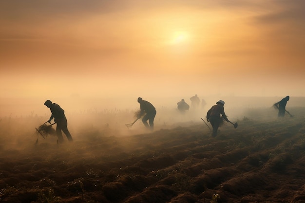 Trabajo físico en el campo Cosecha y agricultura IA generativa