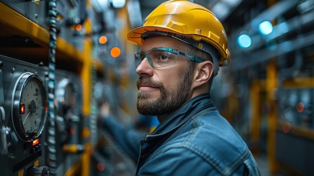 Trabajo de paneles de control en una fábrica por ingenieros