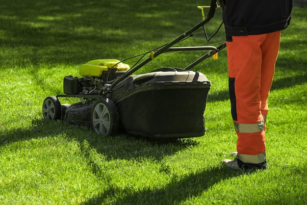 Trabajos de corte de césped para mover el césped