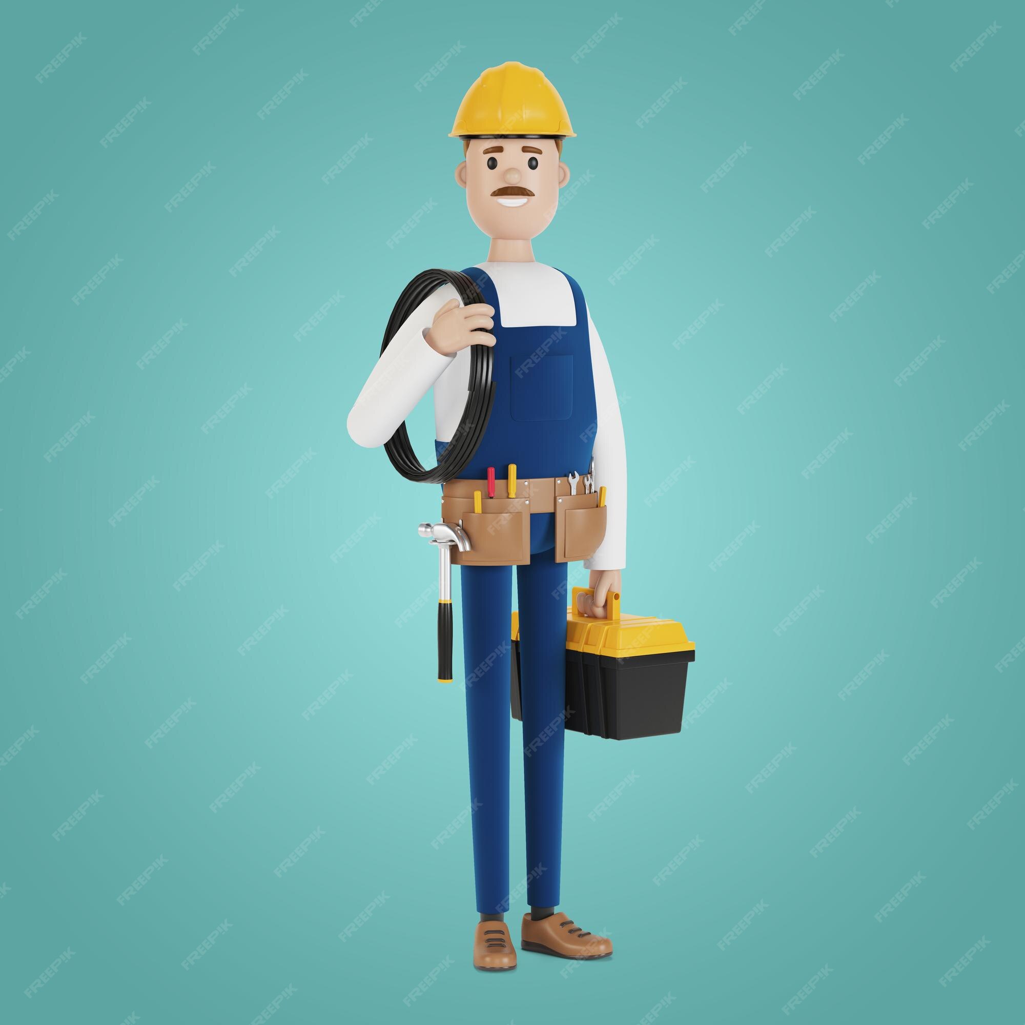 fofa ícone 3d construtor encanador homem ou engenheiro em pé dentro  profissional uniforme, capacete e macacão. reparar serviço, trabalhador ou  construtor trabalhos desenho animado mínimo estilo em transparente png.  generativo ai 26976775