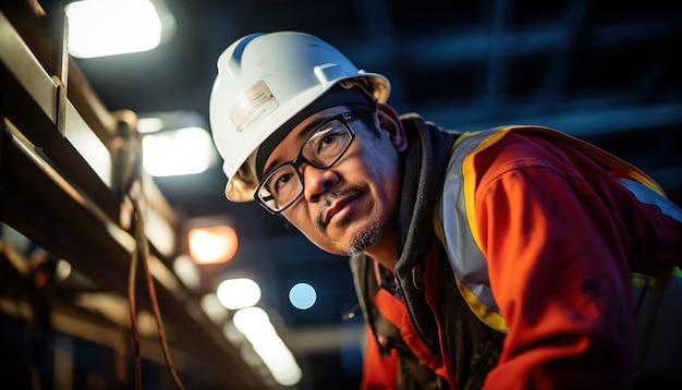 Trabalhador da construção civil no local