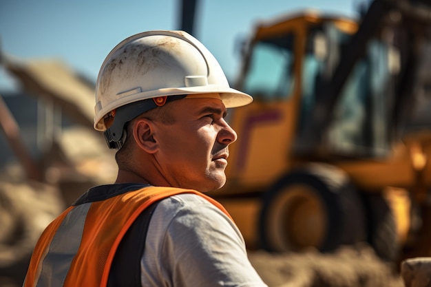 Trabalhador da construção civil usando chapéu no trabalho