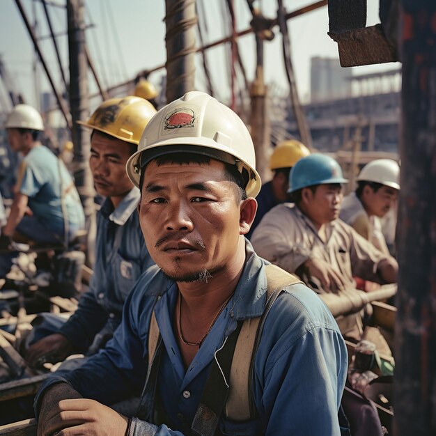 Foto trabalhador da construção no local
