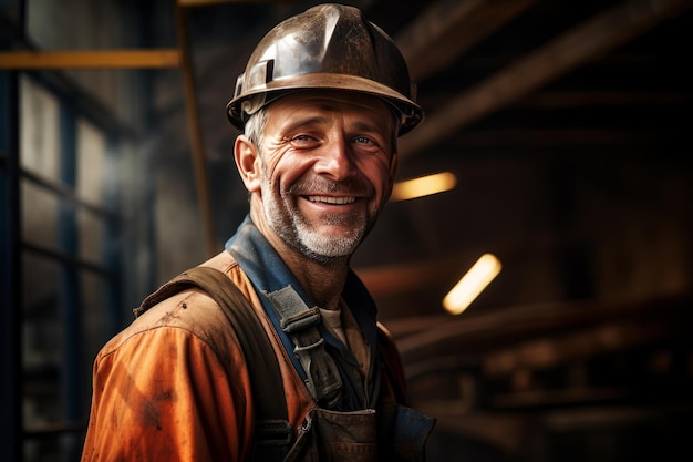 Trabalhador da construção sorrindo em pé Gerar Ai