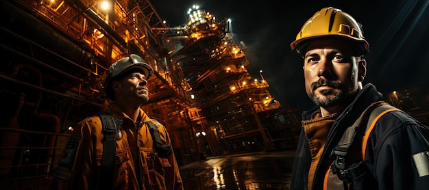 Trabalhador de plataforma petroleira Um trabalhador de plataforma petrolífera opera máquinas pesadas em uma plataforma offshore remota e perigosa