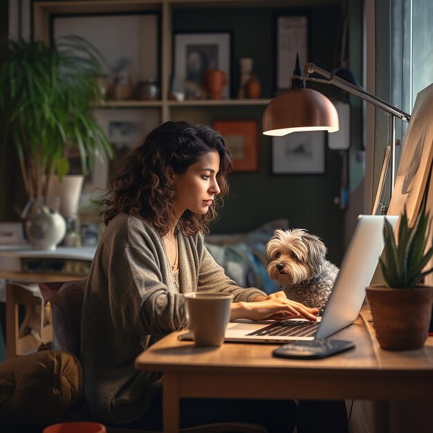 Trabalhador freelance de escritório em casa