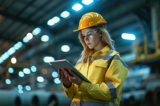 Trabalhador profissional de engenharia da indústria pesada vestindo uniforme de segurança