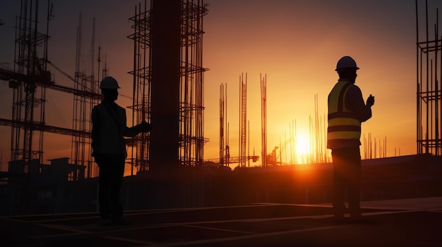 Trabalhadores da construção civil em um canteiro de obras