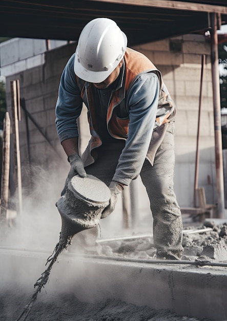 Trabalhadores da construção civil trabalhando em um canteiro de obras