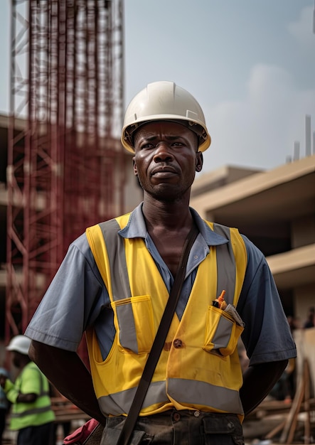 Trabalhadores da construção civil trabalhando em um canteiro de obras