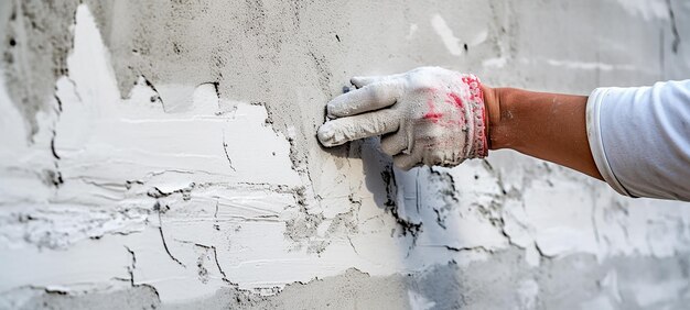 Trabalhadores da construção em mãos de gesso