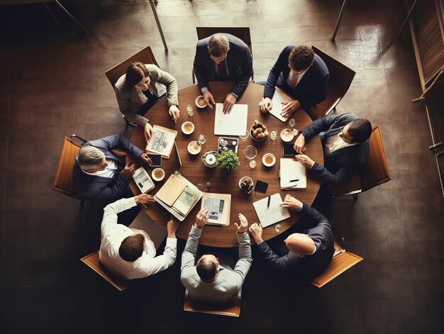 Trabalhadores de escritório à mesa