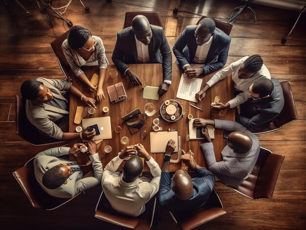 Trabalhadores de escritório em reunião de mesa