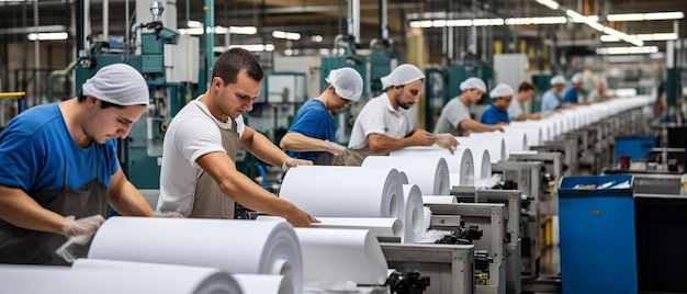 Foto trabalhadores de fábricas de papel