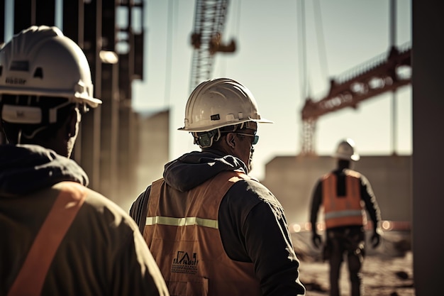 Trabalhadores na construção civil gerados por IA