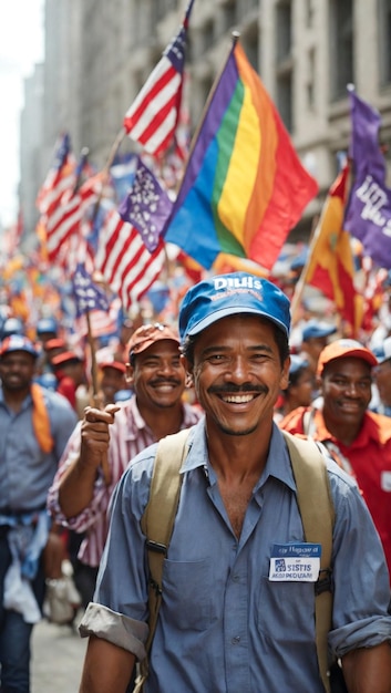 Foto trabalhadores se reúnem com sorriso feliz