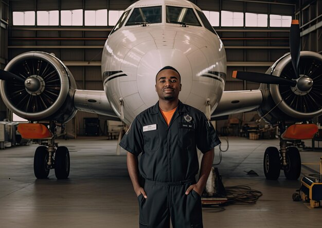 Foto trabalhando como mecânico de aeronaves