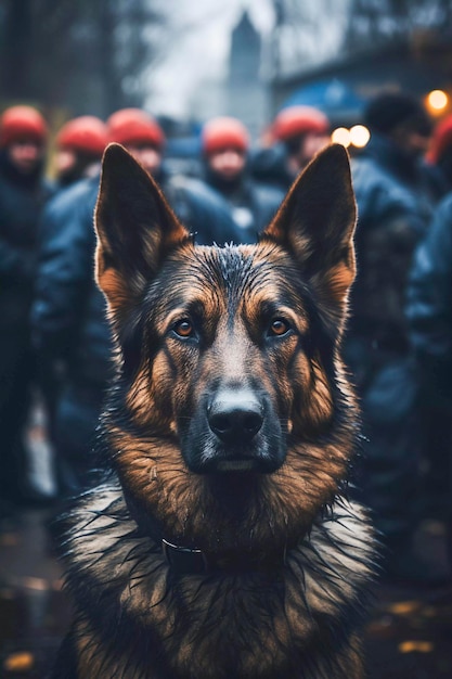 Trabalhando lado a lado com um cão policial no cumprimento do dever IA generativa