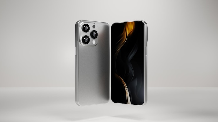 Foto trabalho de ilustração 3d telefone inteligente com fundo branco