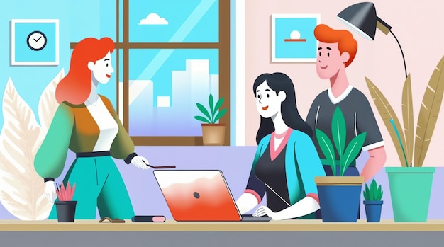 Trabalho em equipa no escritório moderno