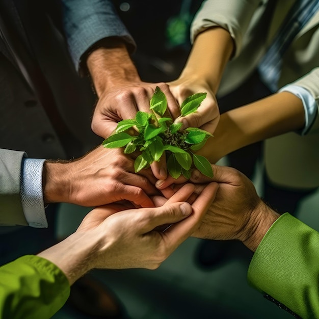 trabalho em equipe de negócios verdes