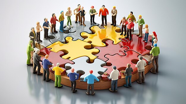 Trabalho em equipe Equipe de negócios Reunião Unidade Jigsaw Puzzle IA generativa